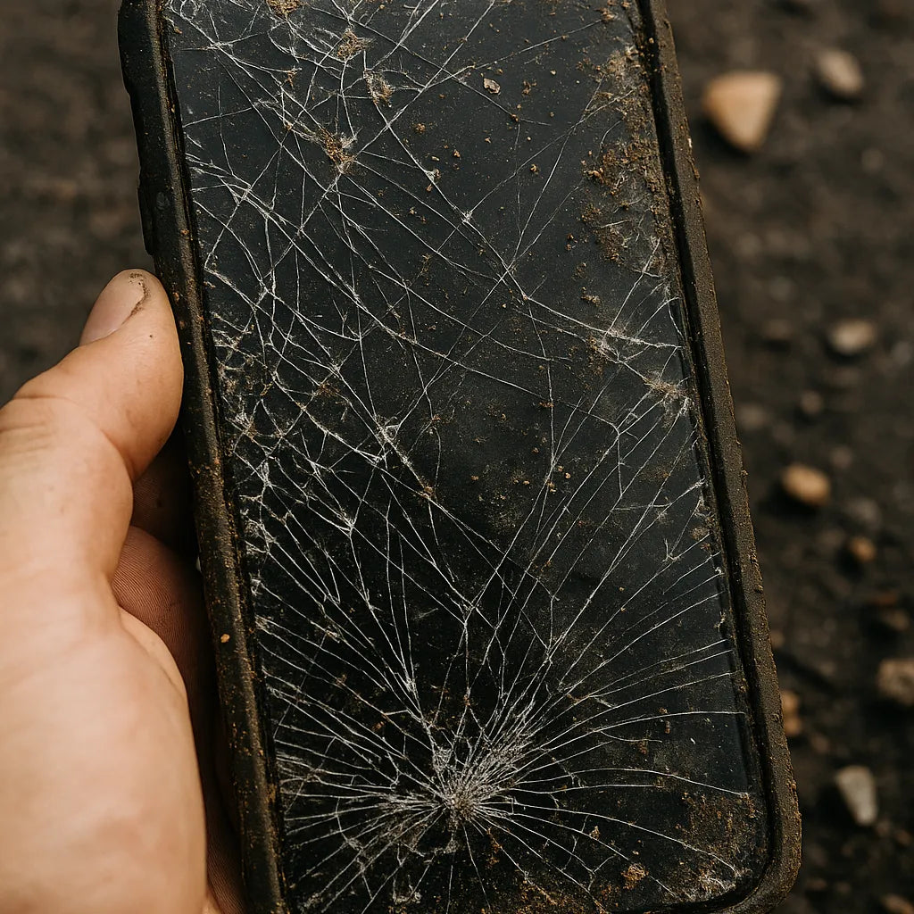 Eksempel på ødelagt iPhone uden panserglas – kundetest af beskyttelse