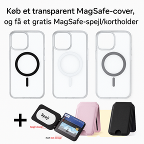 Transparent MagSafe Cover til iPhone + GRATIS! Magsafe spejl/kortholder
