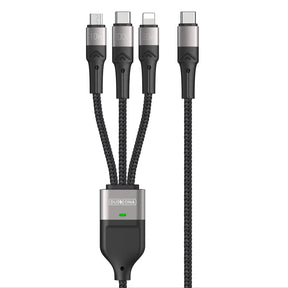Duzzona 3-i-1 kabel – visning af USB-C, Lightning og Micro USB stik