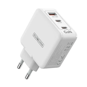 Nærbillede af Duzzona 65W oplader med USB-C og USB-A
