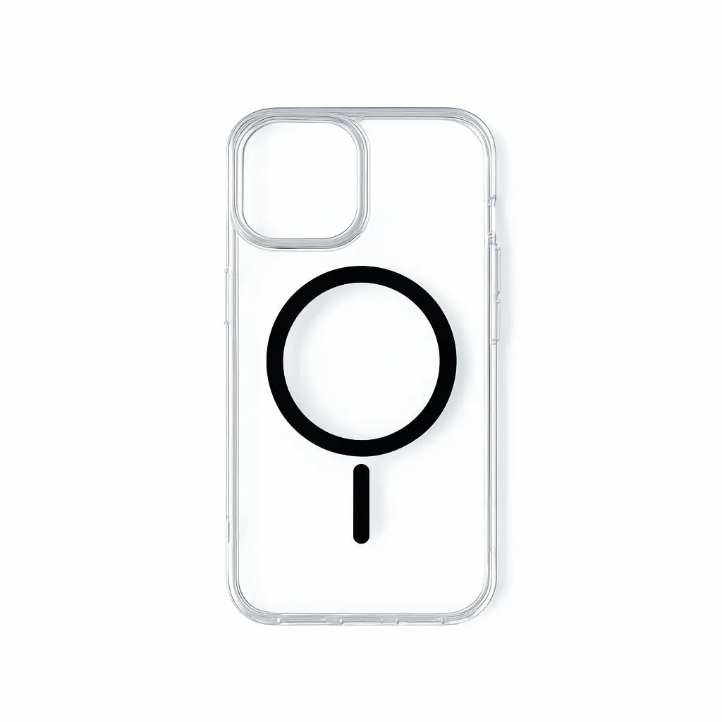 Transparent iPhone cover med sort MagSafe-ring