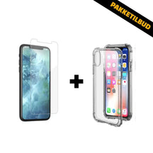 Standardpakke til iPhone – transparent skærmbeskyttelse og gennemsigtigt silikonecover, pakketilbud