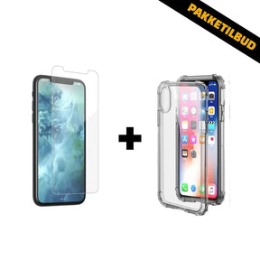 Standardpakke til iPhone – transparent skærmbeskyttelse og gennemsigtigt silikonecover, pakketilbud