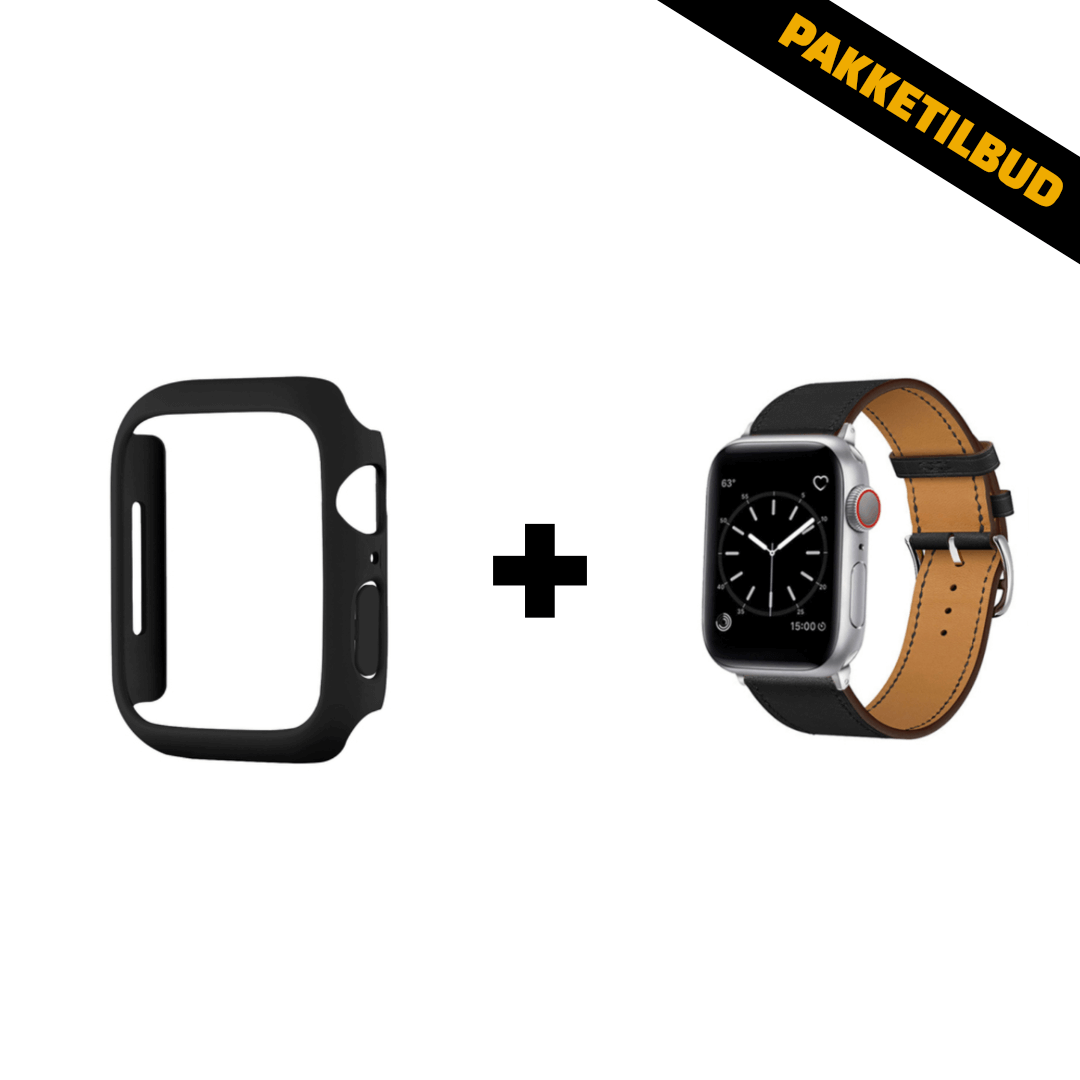 Læderrem Case Pakke til Apple Watch med cover case og læderrem