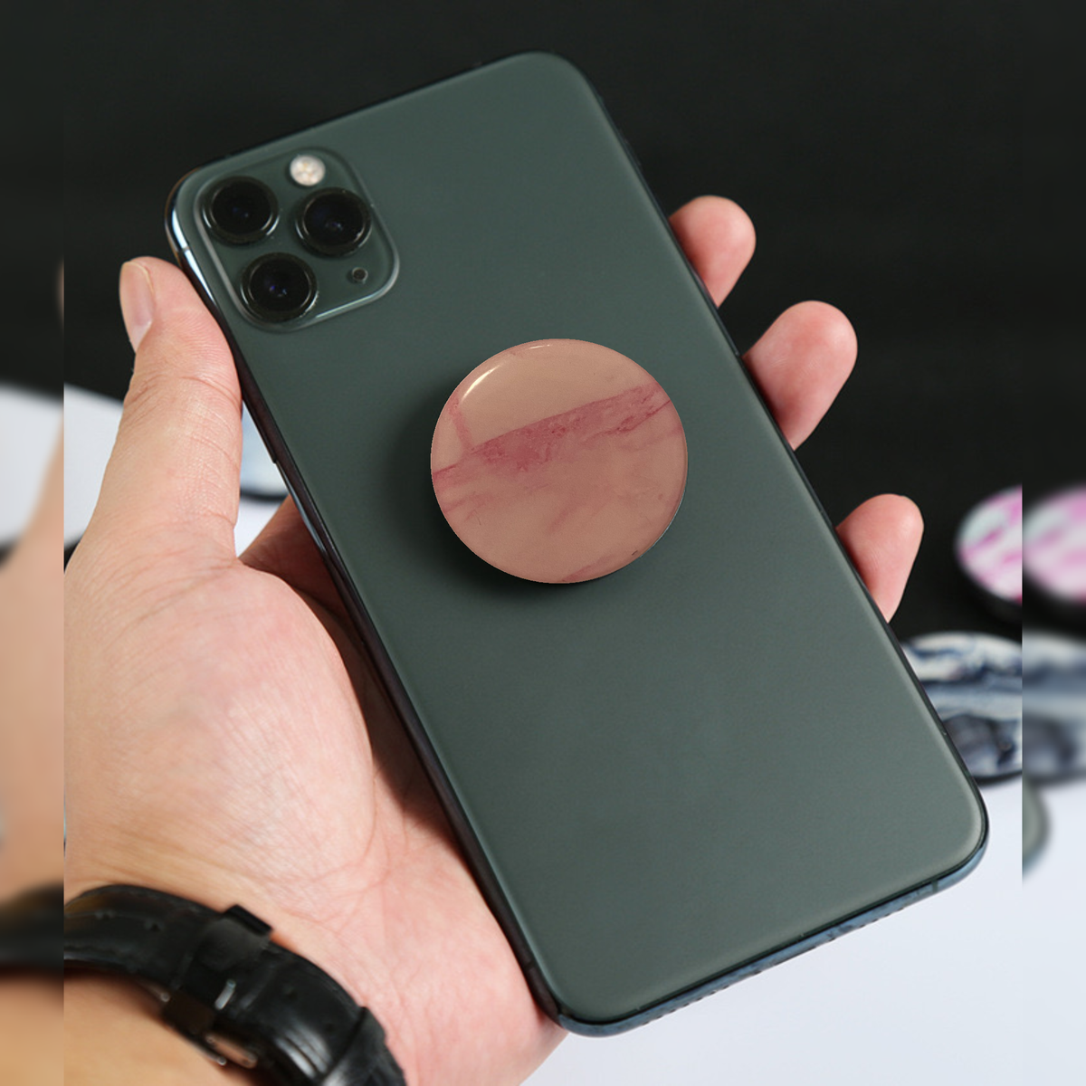 Pink marmor popsocket til iPhone eller Android