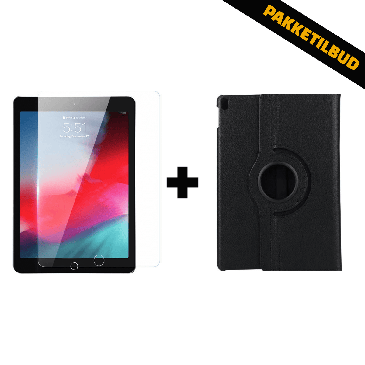 Standardpakke til iPad – lædercover og skærmbeskyttelse samlet i én pakke. Spar penge på iPad tilbehør med vores pakkeløsning.